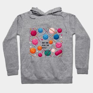 Knit One, Pearl Two, Repeat, Knitting Balls of Yarn Hoodie